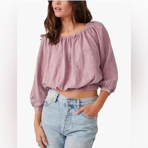 We The Free Dried Currant Parfait Bubble Top | Boho Gauze Peasant Top
